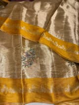 Mustard Banarasi Brocade Tissue with embroidery