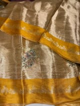 Mustard Banarasi Brocade Tissue with embroidery