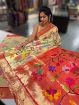 Pure Handloom Allover Tissue Pythani Saree
