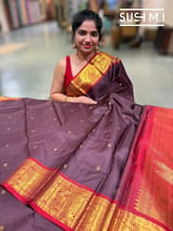 Winish Brown and Red Vintage Kanjeevaram Saree : S62F116