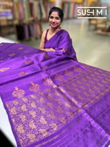 Brinjal Banarasi Handloom Dupion Rawsilk Saree : S62F102