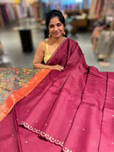 Burgundy Tussar with fusion blouse SS50458