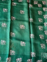 Bottle Green Premium Handloom Designer Tissue saree with exquisite embroidery