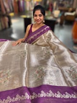 Purple Banarasi Brocade Tissue with embroidery SS50220