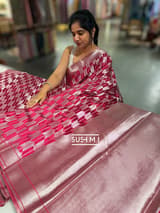 Ruby Pink Banarasi chinia brocade saree SS5093