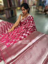 Ruby Pink Banarasi chinia brocade saree SS5093