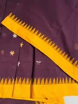Winish Brown  Pure  handloom Ponduru Khadi jamdani Saree with swan pallu SS50362