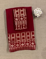 Meroonish Red pure Satin Saree with designer sequence border and blouse SS5038