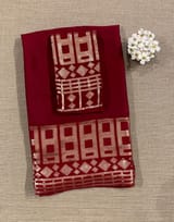 Meroonish Red pure Satin Saree with designer sequence border and blouse SS5038