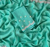 Seagreen pure chinnon saree