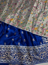 Electric Blue Pure Mashru Satin Saree with embroidery