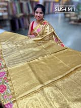 Molten Gold Kanjeevaram Tissue Sareewith petite point embroidery : S62F088