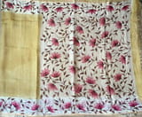Pastel Yellow Tussar Kota Tissue Saree with Handpainted Muslin Border and Pallu SS50262