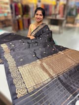 Black Poona Silk Saree with Mashru Open Borders