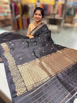 Black Poona Silk Saree with Mashru Open Borders