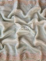 Mint Pure Organza Saree with heavy Handwork