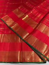 Chilli Red Vintage Checks Kanjeevaram Saree SS50156