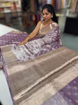 Purple Banarasi Silver Tissue Saree SS50538