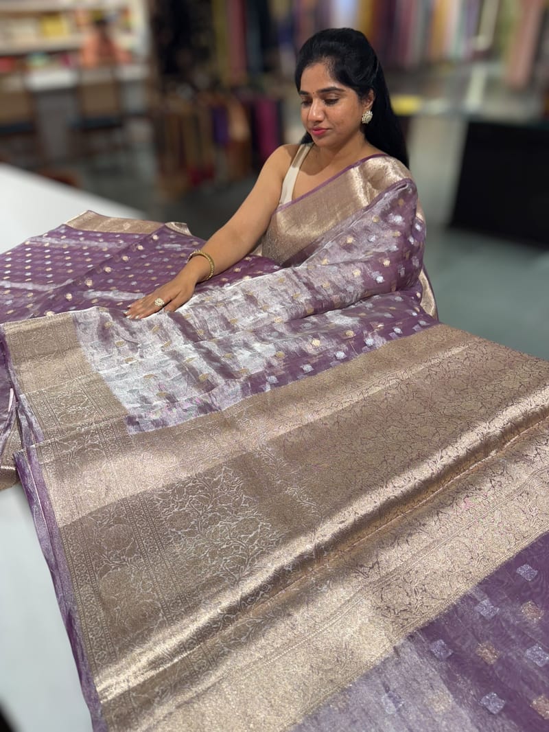 Purple Banarasi Silver Tissue Saree SS50538