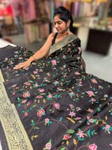 Black Mashru Banaras with embroidery SS5009