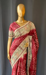 Maroon Pure Handloom Tussar Saree