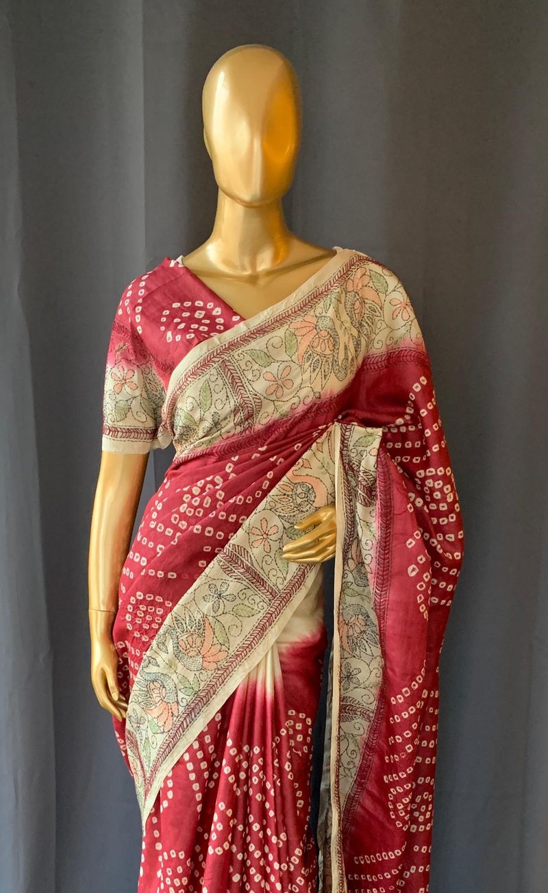 Maroon Pure Handloom Tussar Saree
