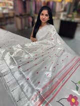 Silver Pure handloom paithani tissue  saree SS50374