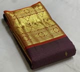 Coffee Brown & Rust Combo Vaira Oosi Checks Kanjeevaram  saree SS50604