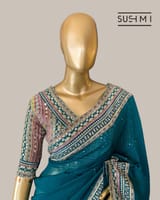 Peacock Blue DesignerOrganza saree SS50248