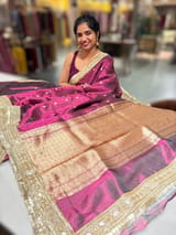 Wine Pure handloom Banarasi Tissue saree SS50428
