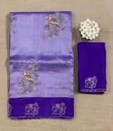 Purple Premium Handloom Designer Tissue saree with exquisite embroidery