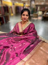 Wine Pure handloom Banarasi Tissue saree SS50428