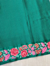 Bottle Green Mysore Silk Saree with petitepoint embroidery S62107
