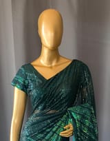 Georgette sequence saree with stitched blouses