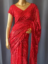 Georgette sequence saree with stitched blouses