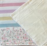 Stripe printed lenin with embroidered skirt border