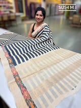 Tussar stripes printed saree