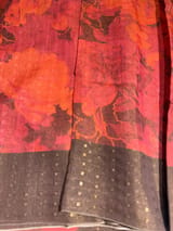 Brown Printed Tussar Tissue Saree
