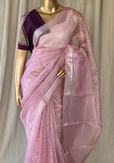 Pastel Pink Banarasi kora Saree