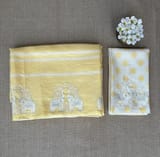 Pastel Yellow Designer Silk kota saree with elephant embroidered border SS50266