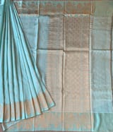 Pastel Blue Poona Silk Saree with heavy weaving open Mashru border