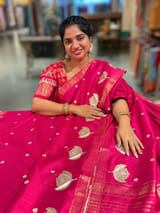 Dark Pink Pure Handloom Raw Silks Saree SS50494