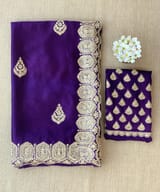 Dark Brinjal Color Pure Satin Saree with Heavy Handwork SS50617