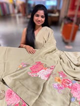 Designer Chinnon & Satin Fusion Saree