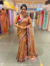 Maroon Tissue checks Saree with sabhyasachi borders SS50394