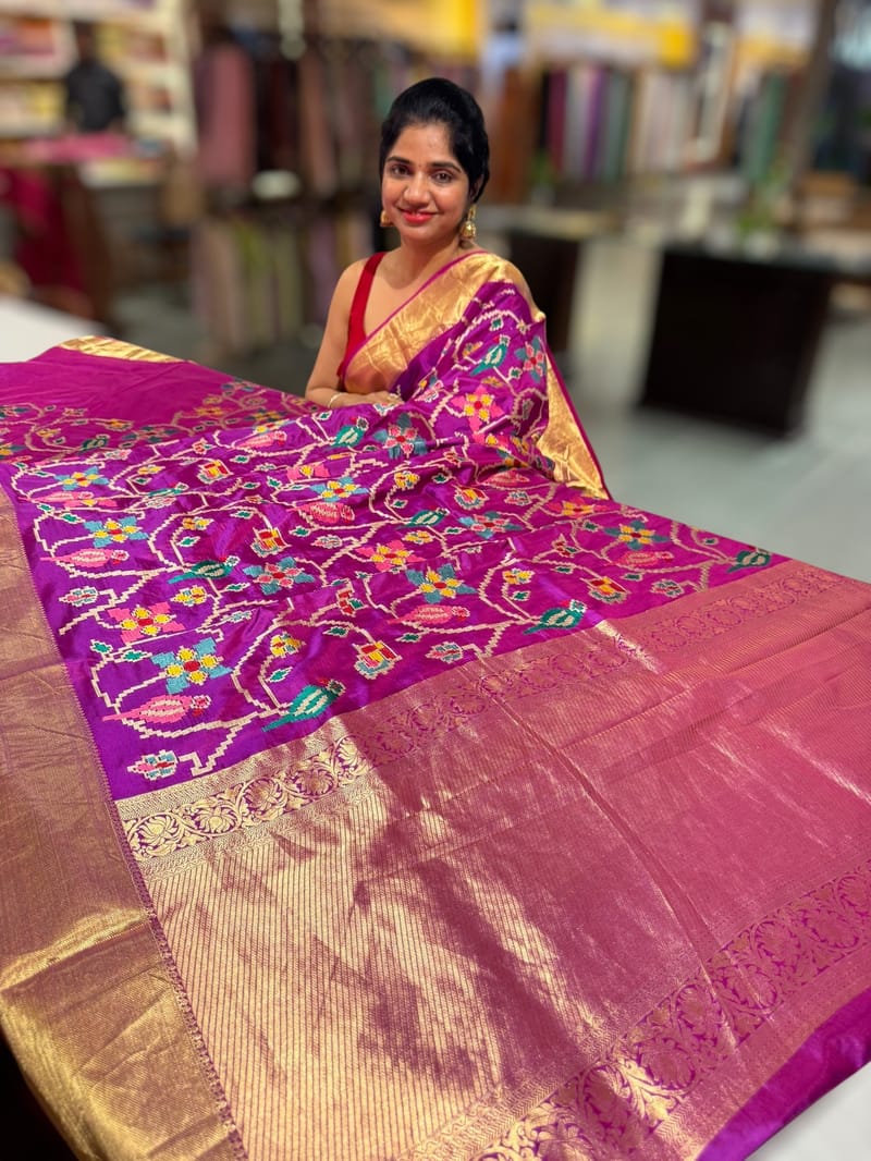 Majenta Kanjeevaram soft silk with embroidery