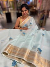 Baby Blue Silk Kota Saree with embroidery SS50599