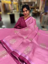 Rose Pink Pure Organza with embroidery SS50289