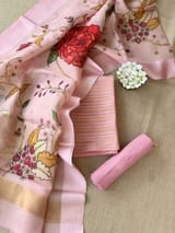 Pastel Pink Banarasi Chiniya Silk 3-pc Suit set : SS62J07