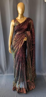 Georgette sequence saree with stitched blouses